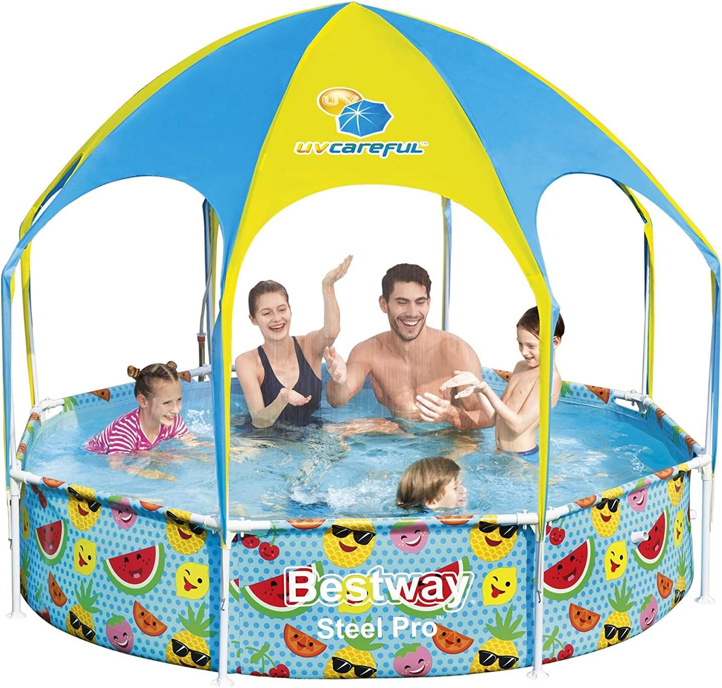 Piscine Bestway Steel Pro 2,44 m avec Toit Pare-Soleil UV – Piscine Enfant Familiale