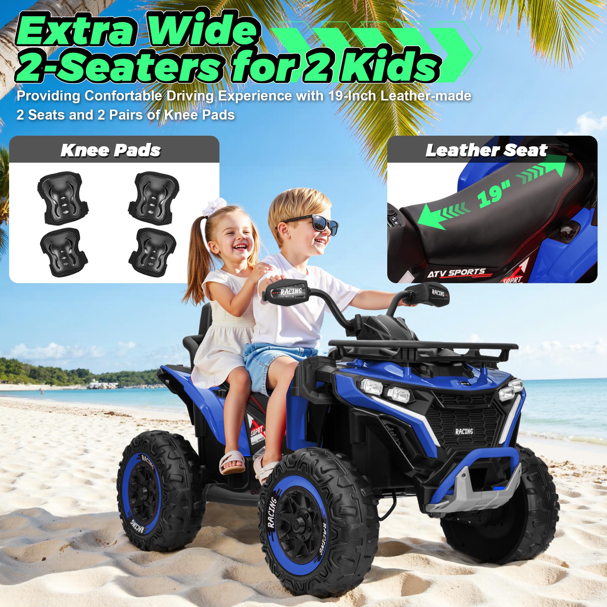 Quad Électrique Enfant 12V – ATV Tout-Terrain Bleu