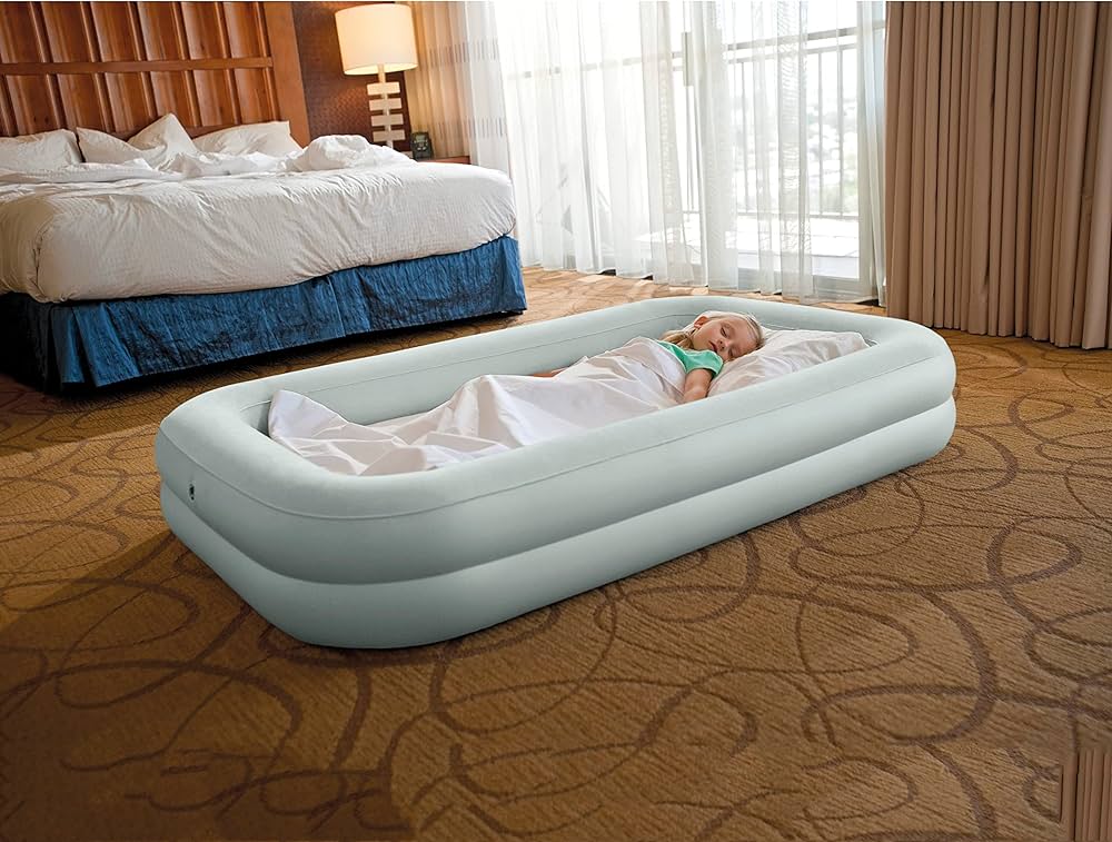 Lit de Voyage Gonflable Intex Kidz – Ensemble Couchage Enfant 3-6 Ans avec Pompe