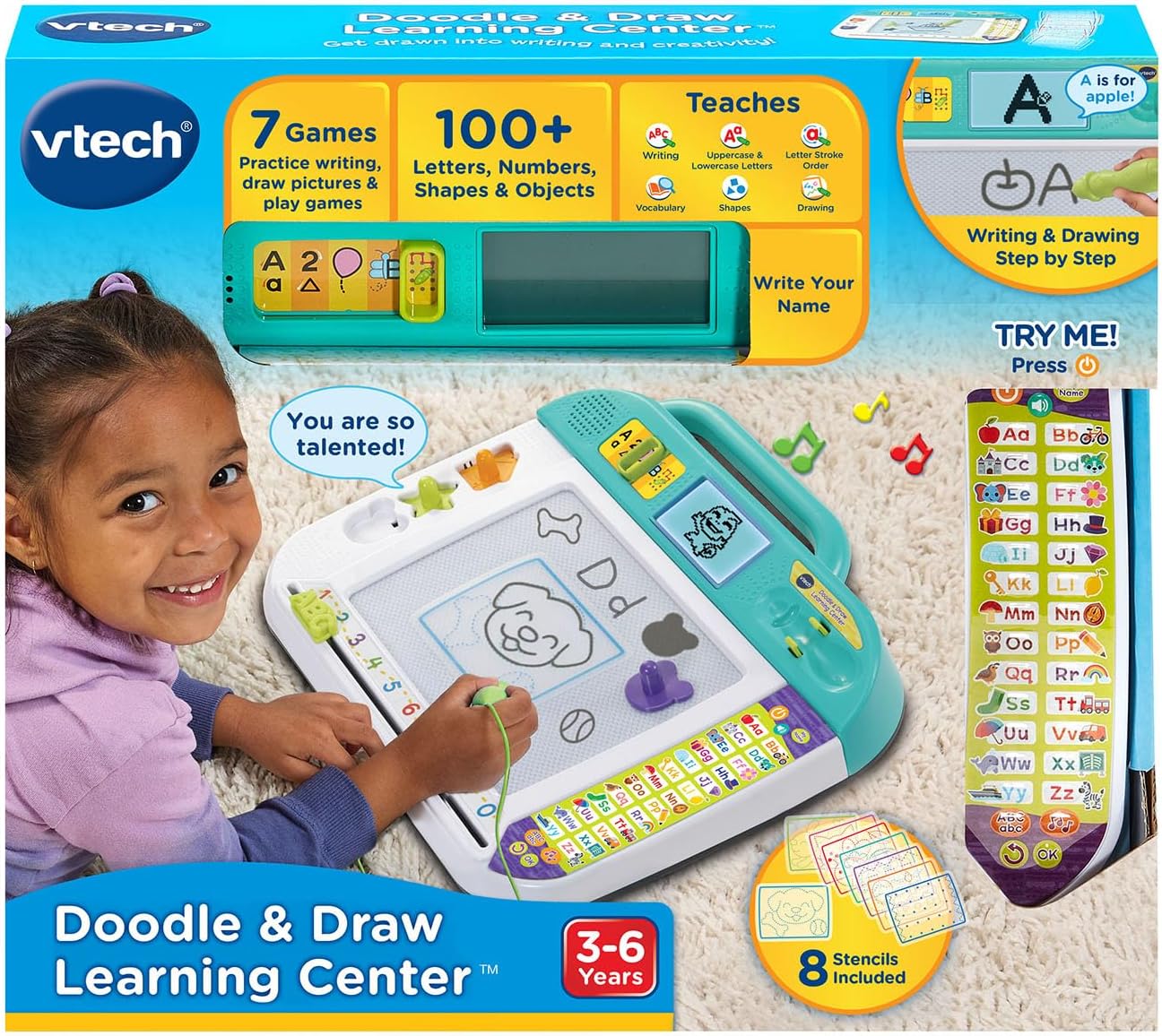 VTech Doodle & Draw – Tableau Magique Éducatif Interactif avec Stylet – 3 à 6 Ans