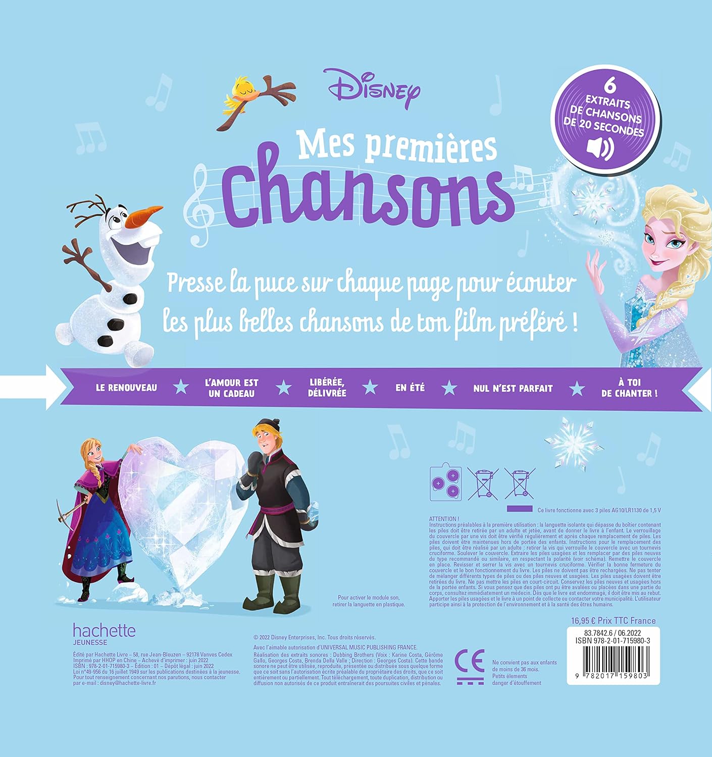 LA REINE DES NEIGES - Mes Premières Chansons - Livre sonore - Disney