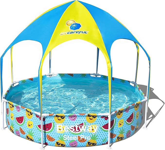 Piscine Bestway Steel Pro 2,44 m avec Toit Pare-Soleil UV – Piscine Enfant Familiale