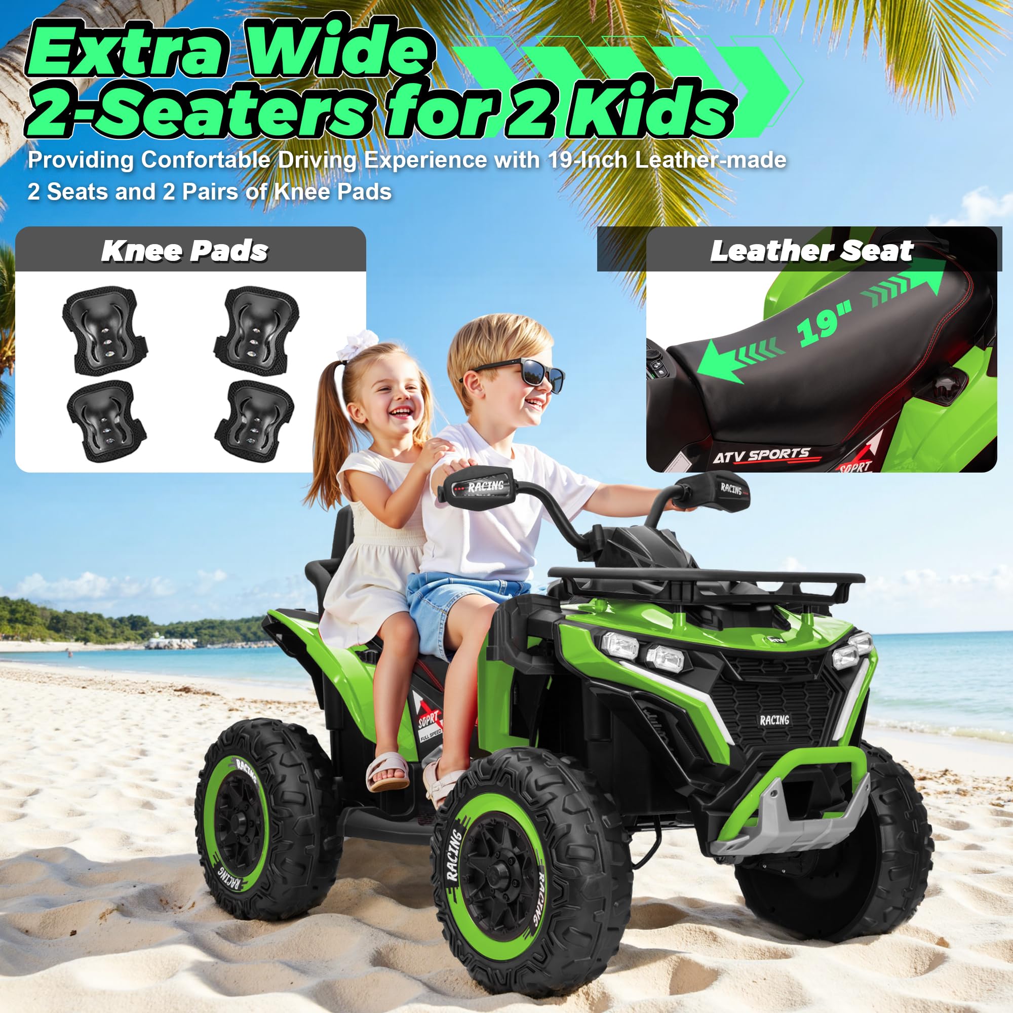 Quad Électrique Enfant 12V – ATV Tout-Terrain Vert