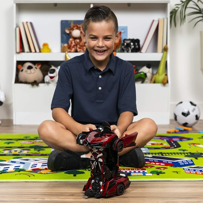 Voiture robot de course télécommandée transformable pour enfants à l'échelle 1:16 avec lumières LED, rouge, de Best Choice Products