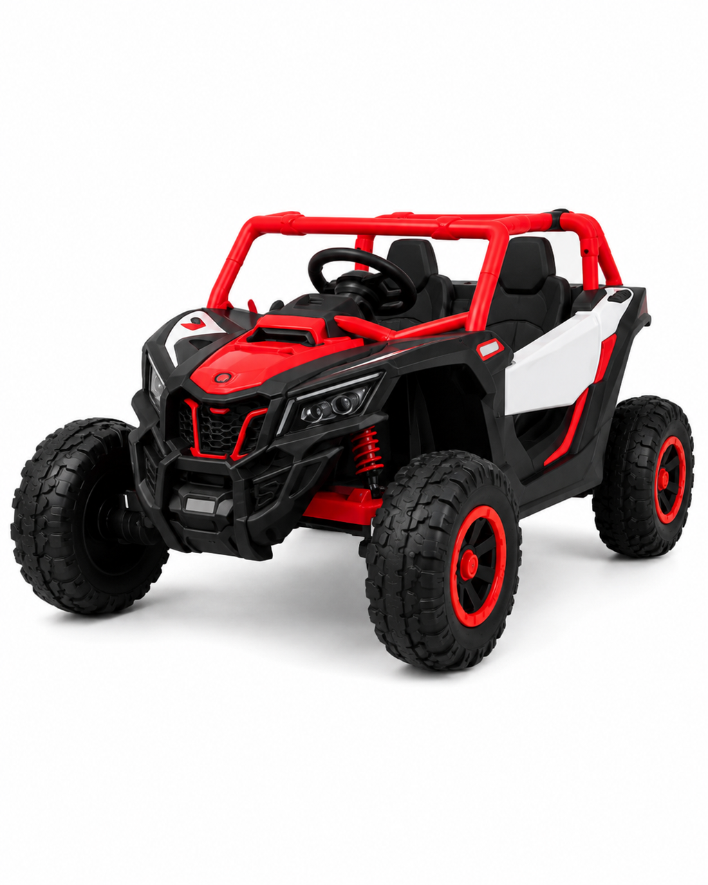 Voiture Électrique Enfant Buggy Rouge et Noir – Tout-Terrain, Grandes Roues & Style Aventure