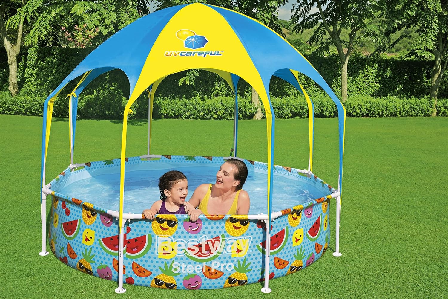 Piscine Bestway Steel Pro 2,44 m avec Toit Pare-Soleil UV – Piscine Enfant Familiale