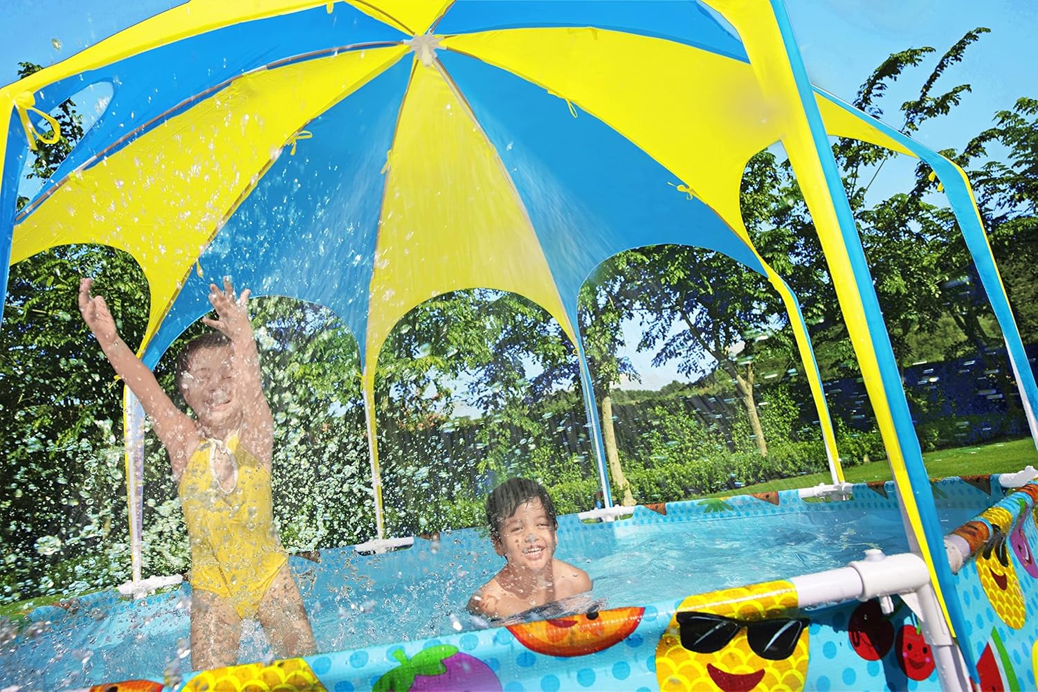 Piscine Bestway Steel Pro 2,44 m avec Toit Pare-Soleil UV – Piscine Enfant Familiale