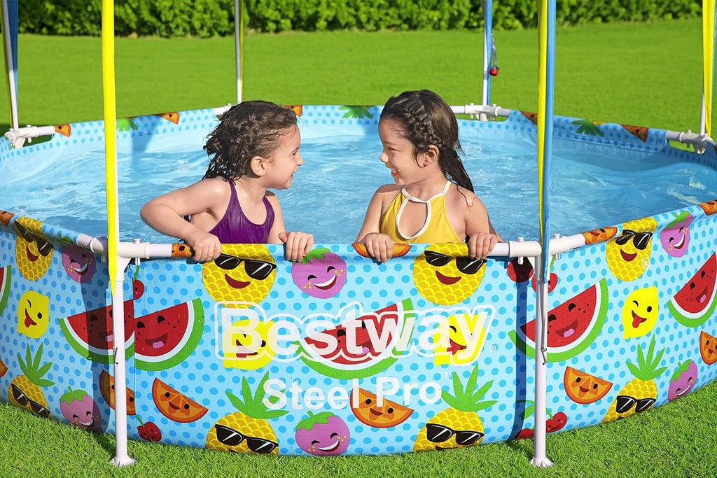 Piscine Bestway Steel Pro 2,44 m avec Toit Pare-Soleil UV – Piscine Enfant Familiale