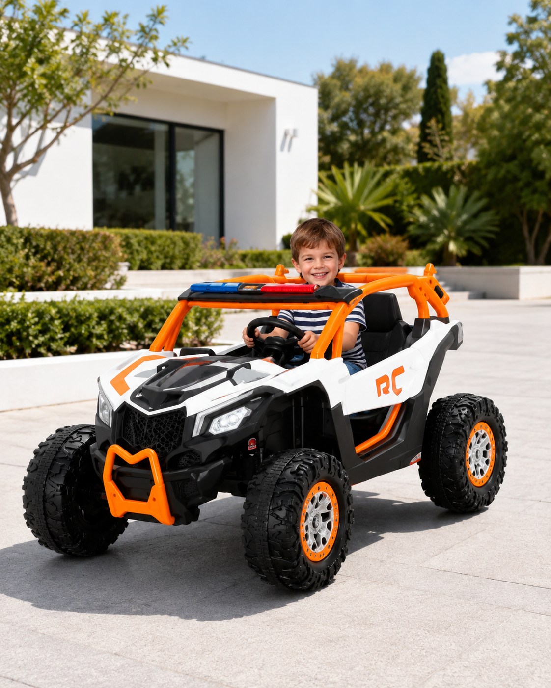 Voiture Électrique Enfant Buggy Tout-Terrain Blanc – Design Sport, Grandes Roues & Style Off-Road