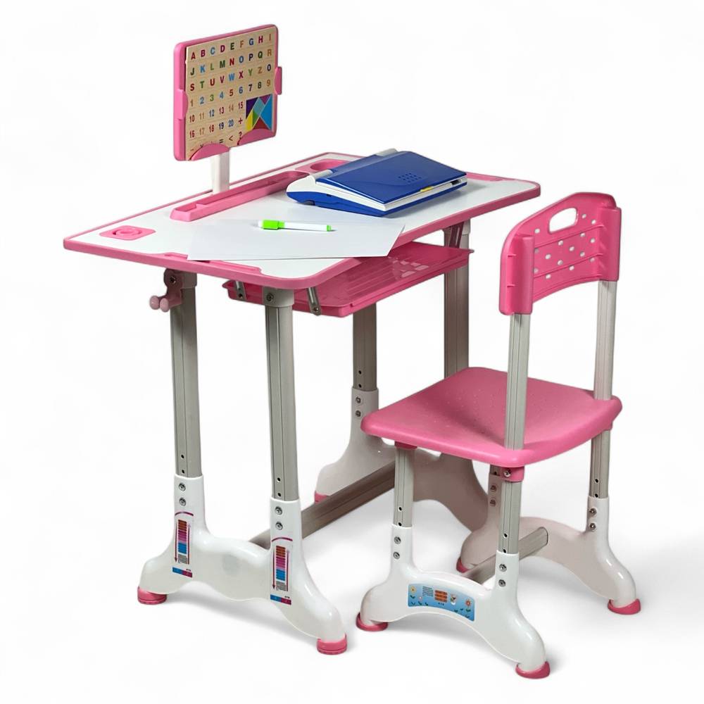 Bureau d’Étude Enfant Réglable avec Chaise & Rangement – Plastique Renforcé, Plusieurs Couleurs