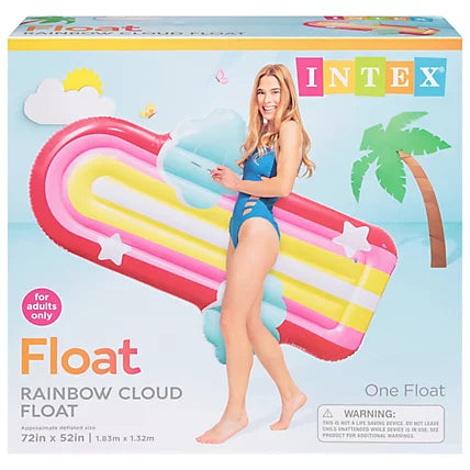 Matelas Gonflable Intex Rainbow Cloud Float – Bouée Lounge Arc-en-Ciel avec Coussin Nuage pour Adulte