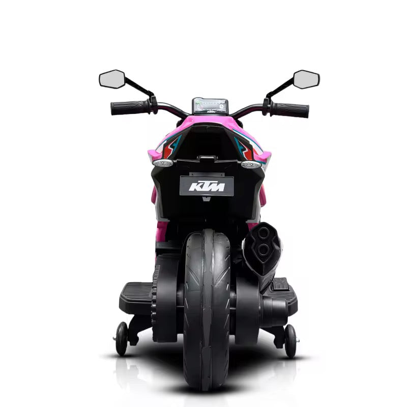 Moto Électrique KTM Sport licencié 12V avec LED, Musique et Roulettes Stabilatrices - rose