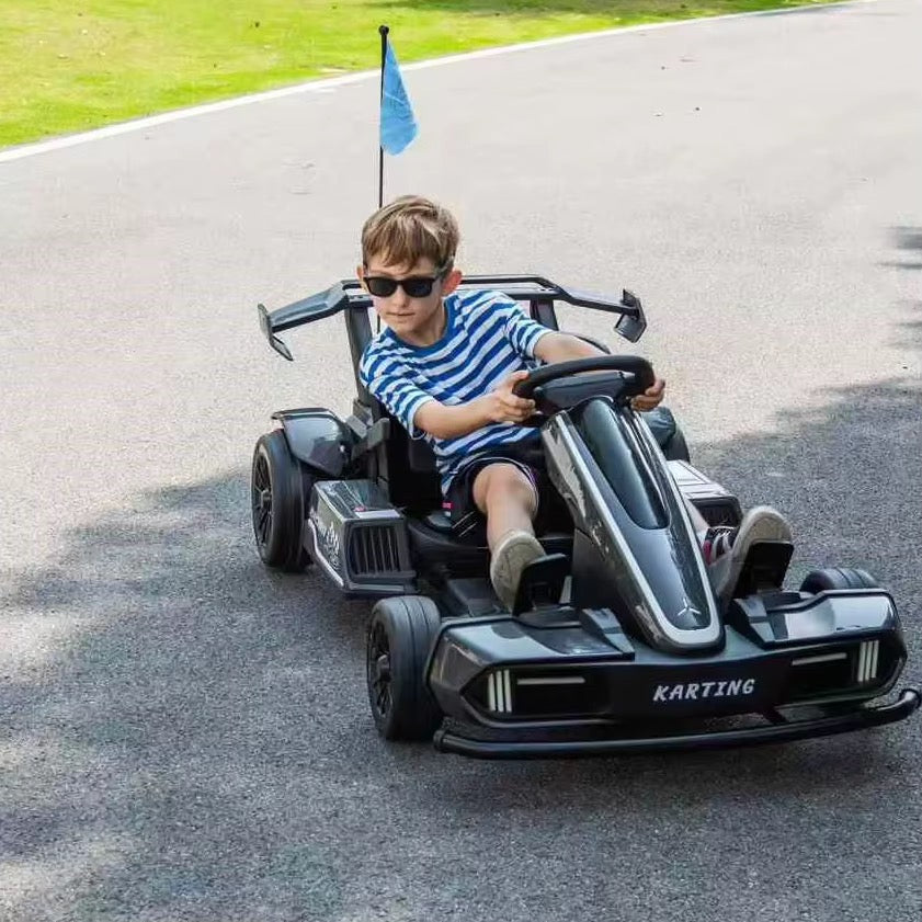 Kart Électrique Enfant 24V – Karting Sport avec Aileron - Turquoise