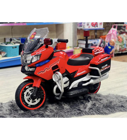 Moto électrique de police pour enfants rouge