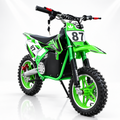 Moto Cross Électrique Enfant 36V – Dirt Bike N°87 avec Frein à Disque - Vert