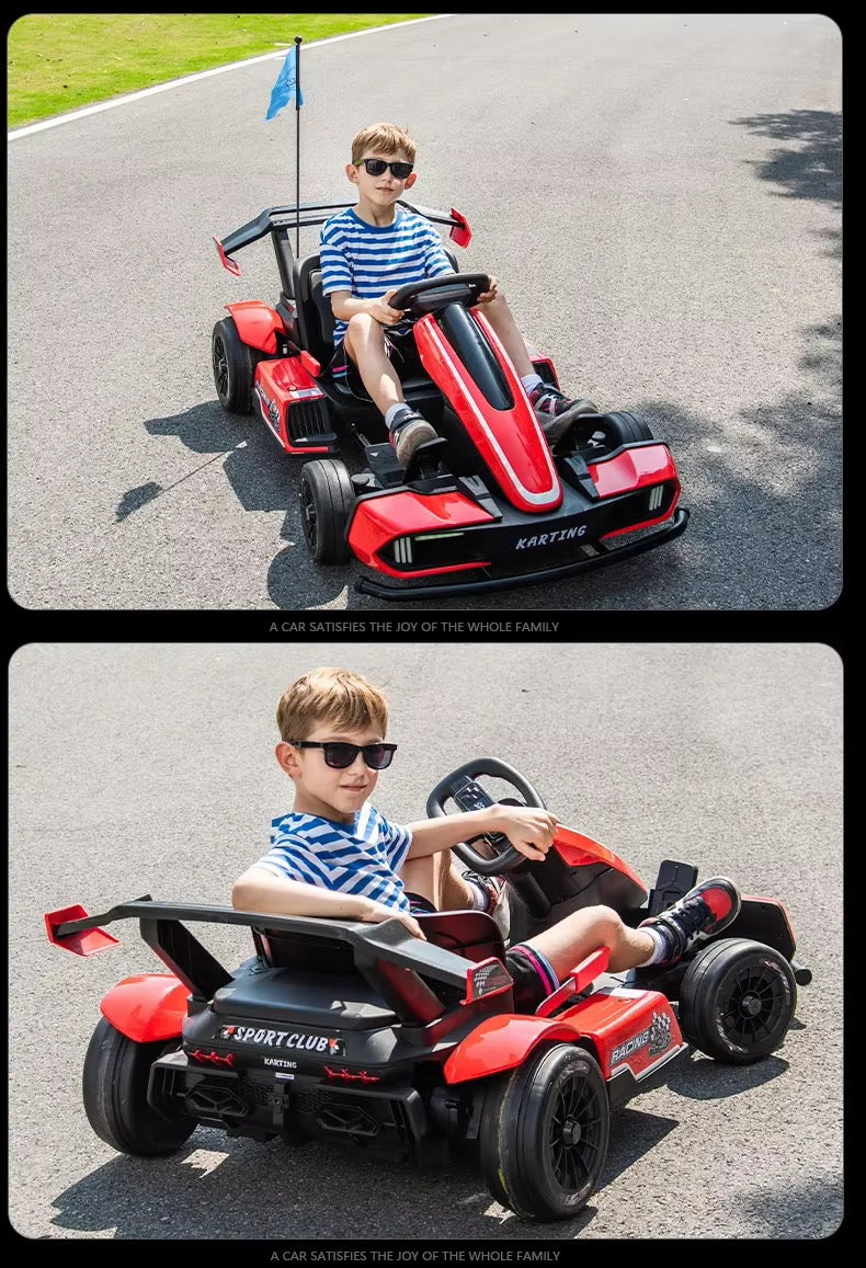 Kart Électrique Enfant 24V – Karting Sport avec Aileron - Turquoise