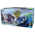 Ensemble de toupies de combat TopGyro X comprenant des jouets dorés et argentés