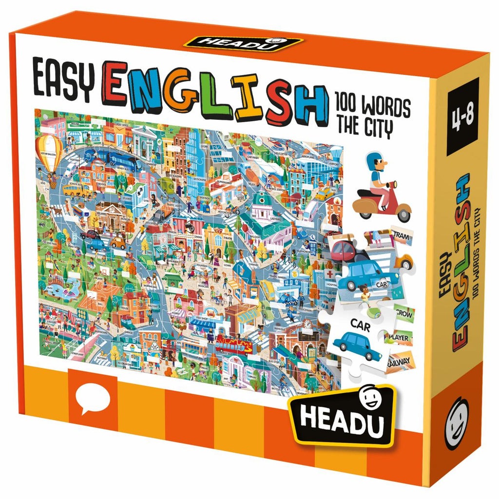 Easy English 100 Words City educational puzzle