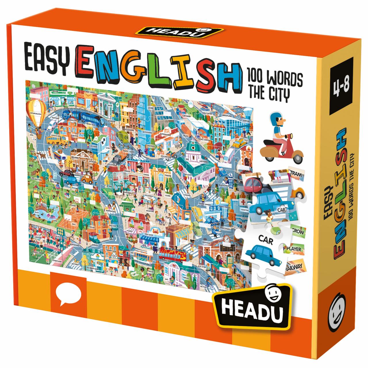Easy English 100 Words City educational puzzle