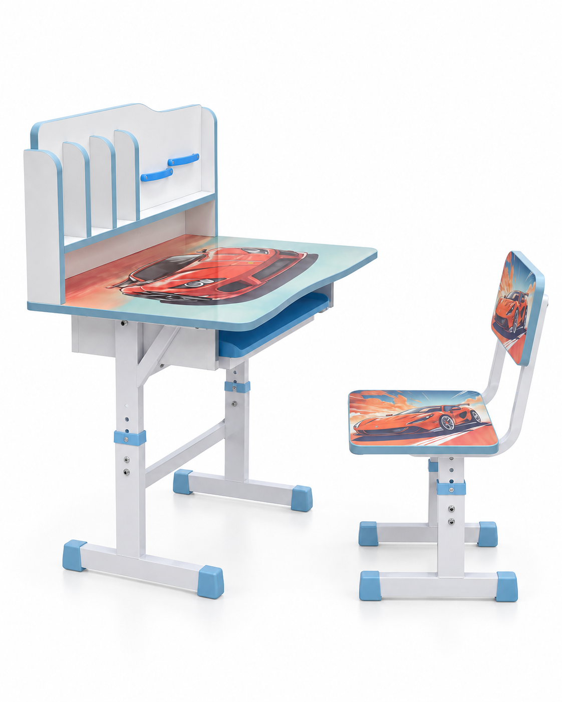 Bureau d’Étude Enfant Réglable en Bois avec Chaise & Rangement – Plusieurs Designs