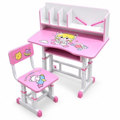 Bureau d'Étude Enfant Réglable en Bois avec Chaise