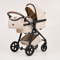 Poussette Bébé Kidilo Premium Beige avec Nacelle & Sac de Rangement
