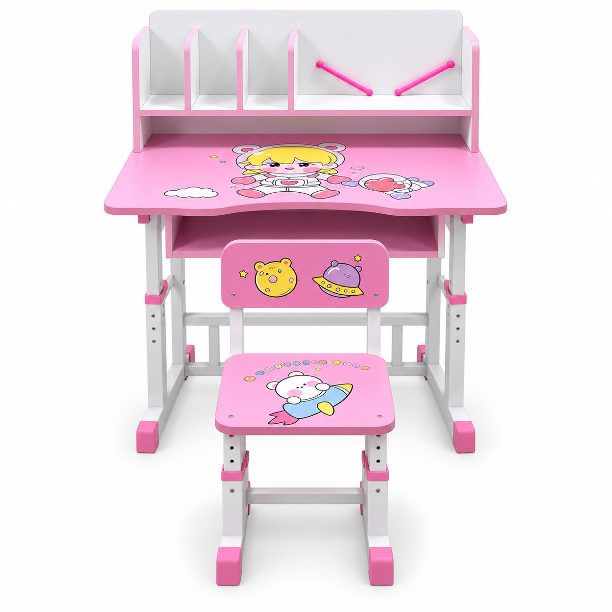 Bureau d’Étude Enfant Réglable en Bois avec Chaise & Rangement – Plusieurs Designs