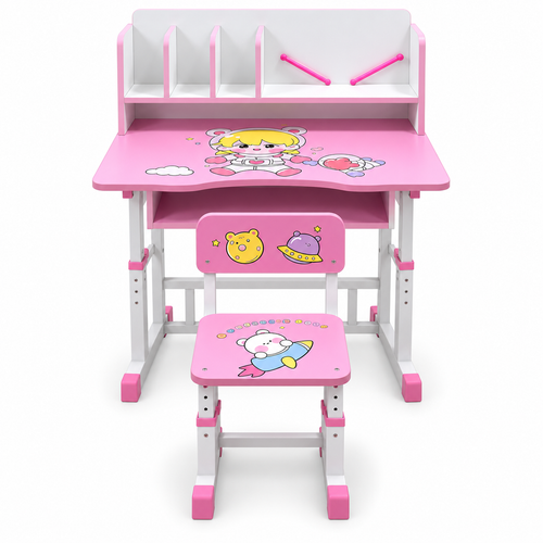 Bureau d’Étude Enfant Réglable en Bois avec Chaise & Rangement – Plusieurs Designs