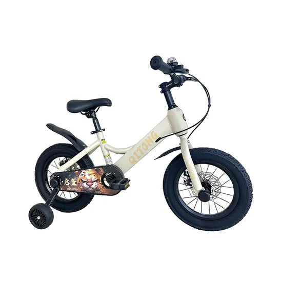 Vélo Enfant 16 Pouces QITONG  – Freins à Disques & Design Tigre - Biege