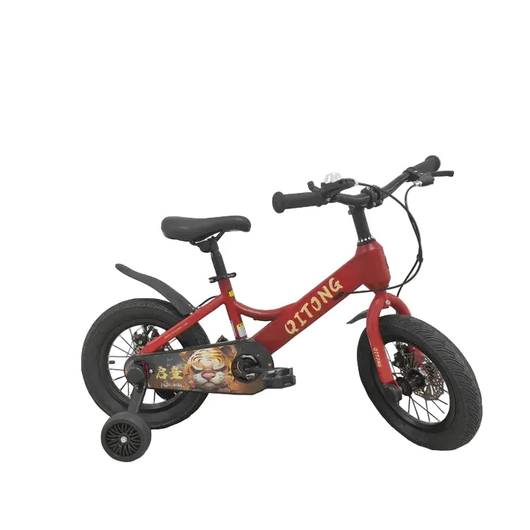 Vélo Enfant 16 Pouces QITONG  – Freins à Disques & Design Tigre - Rouge