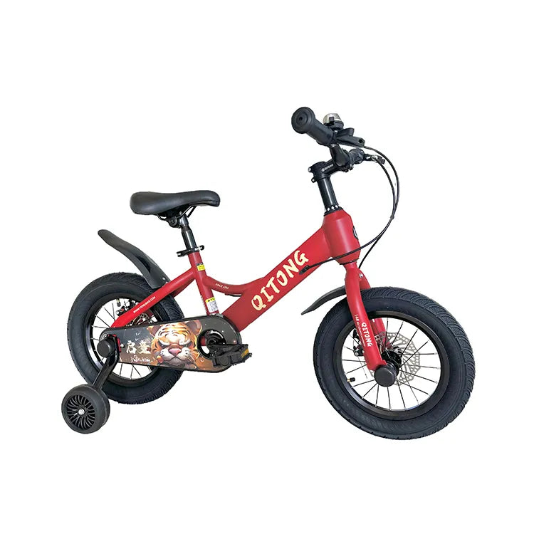 Vélo Enfant 16 Pouces QITONG  – Freins à Disques & Design Tigre - Rouge