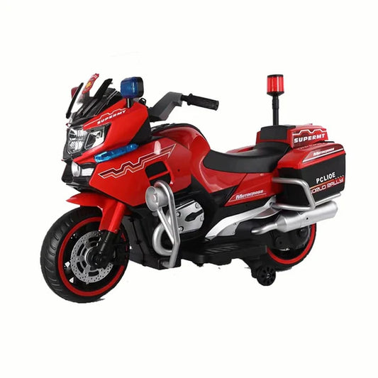 Moto électrique de police pour enfants rouge
