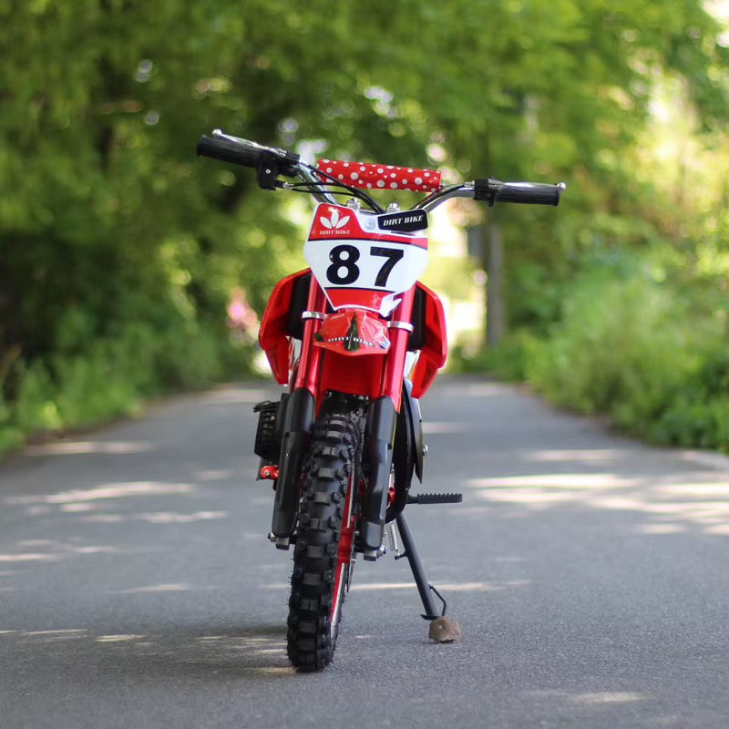 Moto Cross Électrique Enfant 36V – Dirt Bike N°87 avec Frein à Disque - Rouge