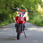 Moto Cross Électrique Enfant 36V – Dirt Bike N°87 avec Frein à Disque - Rouge