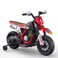 🏍️ Moto Électrique Enfant 12V – Style Cross avec Pneus en Caoutchouc & Roues Stabilisatrices - Rouge