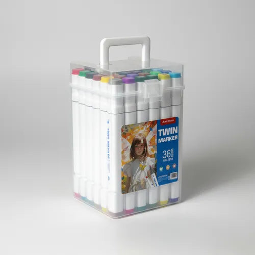 Set de 36 Marqueurs Twin Marker Double Pointe – Couleurs Variées Intenses
