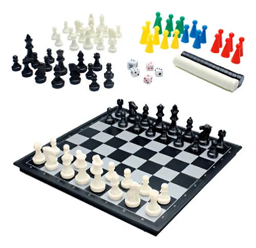 Coffret Magnétique 18-en-1 – Échecs, Dames, Backgammon