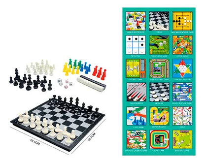 Coffret Magnétique 18-en-1 – Échecs, Dames, Backgammon