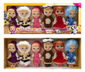 Coffret de poupées « Sasa et Ours » comprenant plusieurs figurines Masha dans différentes tenues.