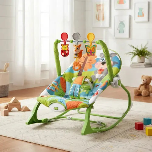green "new born" brand Infant-to-Toddler Rocker featuring a detachable toy