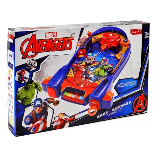 Jeu de table Marvel Avengers Space Pinball (modèle EOMS007-32) avec un plateau de jeu coloré sur le thème des super-héros.