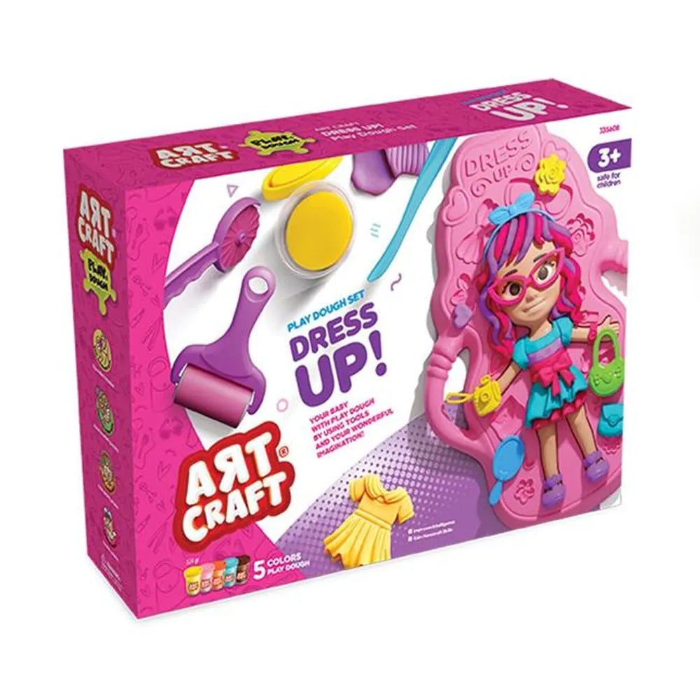 Coffret de pâte à modeler Dede Art Craft Dress Up Play Dough, sur le thème rose et violet, pour créer des tenues de poupée