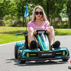 Kart Électrique Enfant 24V – Karting Sport avec Aileron - Turquoise