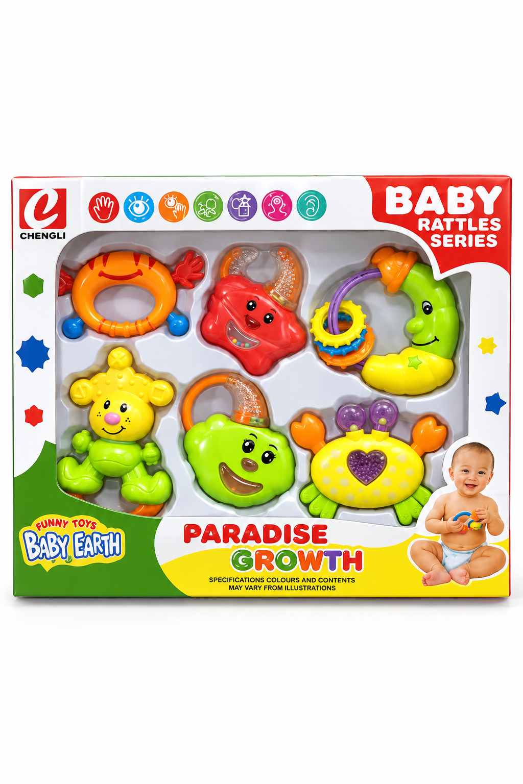 Coffret 6 Hochets Bébé – Jouets d'Éveil et de Dentition