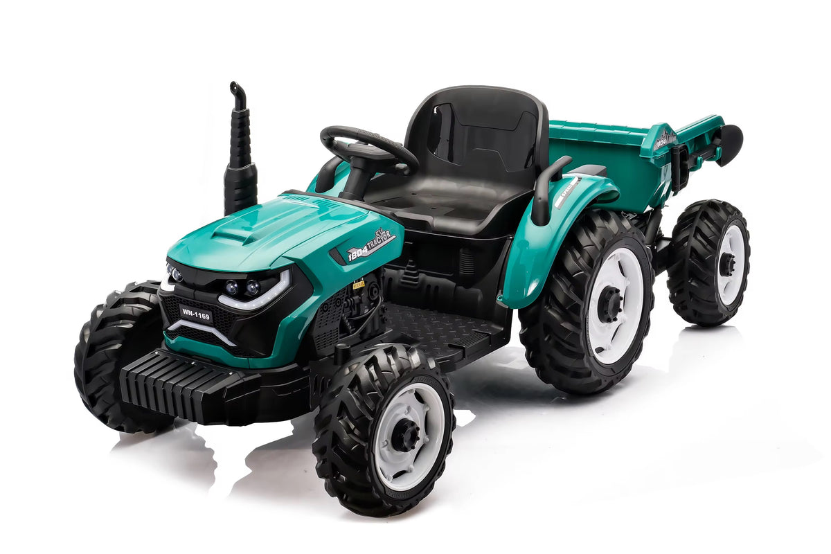 Tracteur Électrique Enfant 12V avec Benne – Style Agricole à Batterie - Vert