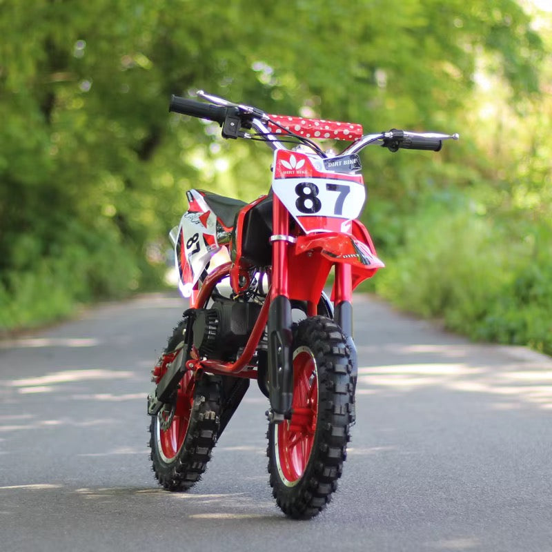 Moto Cross Électrique Enfant 36V – Dirt Bike N°87 avec Frein à Disque - Rouge