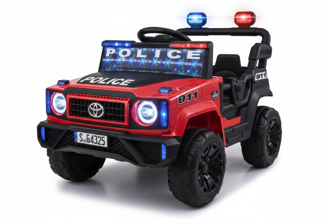 Toyota Électrique Police pour Enfant 1 Place avec LED et Gyrophares – De 1 à 5 Ans - Rouge