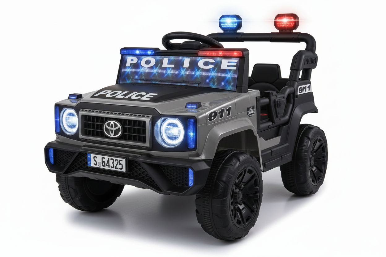 Toyota Électrique Police pour Enfant 1 Place avec LED et Gyrophares – De 1 à 5 Ans - Gris