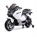 Moto Électrique Sportive RR 12V pour Enfant avec Roues de Stabilité - Blanc