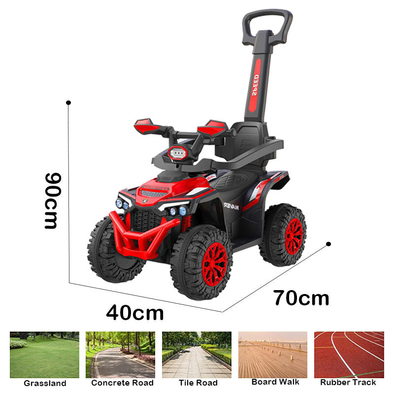 Voiture Porteur Électrique 4 Roues avec Poignée Parentale – Bébé 1 à 4 Ans – EVA – Magijouets